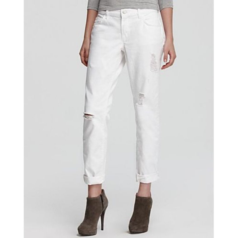 New J Brand White Distressed Aidan Jeans